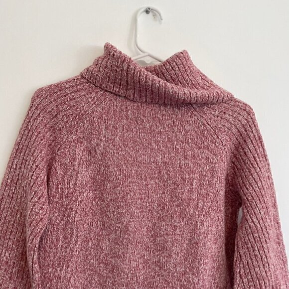 NINE WEST Cowlneck Sweater Mauve Pink White Marled Heather Cowl Neck Puff Sleeve - Picture 12 of 13